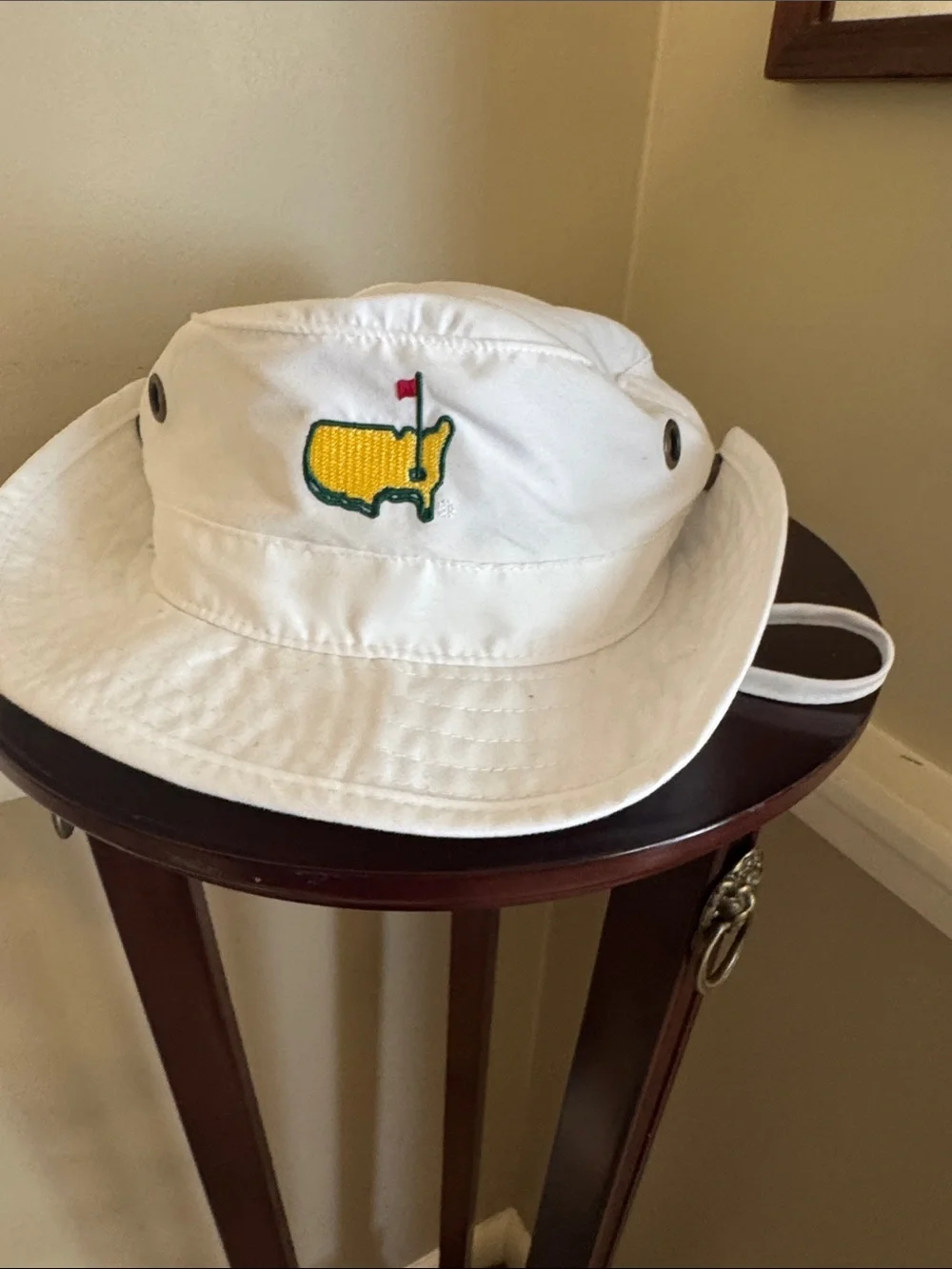 Masters White Kids Bucket Hat with Yellow & Green Golf Crest